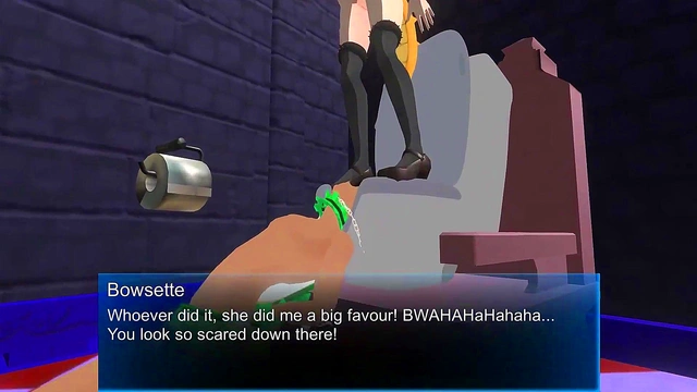 3D Femdom Bowsette Feet Piss Fart Toilet