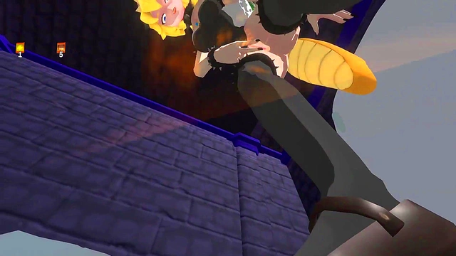 3D Femdom Bowsette Feet Piss Fart Toilet