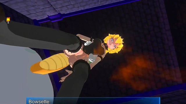 3D Femdom Bowsette Feet Piss Fart Toilet