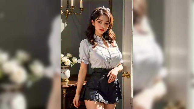 (3D ANIMATED HENTAI ASIAN MODEL) wearing a maid outfit (with pussy masturbation ASMR sound!)