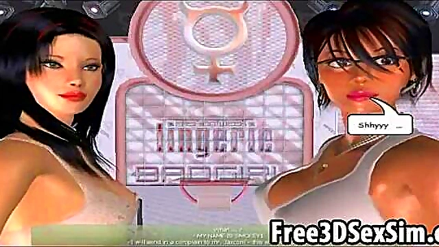 Sexy 3D cartoon babe doing a steamy dance on stage