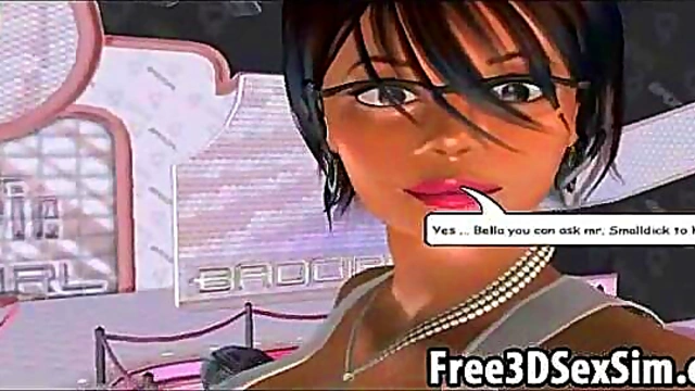 Sexy 3D cartoon babe doing a steamy dance on stage