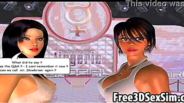 Sexy 3D cartoon babe doing a steamy dance on stage