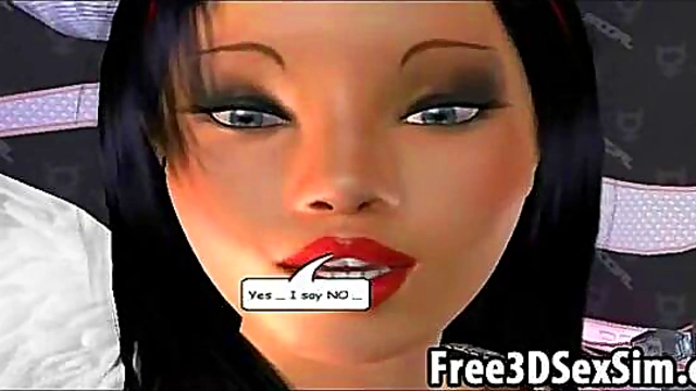 Sexy 3D cartoon babe doing a steamy dance on stage