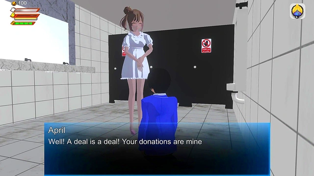 3d Game "Femdom University" Toilet humiliation