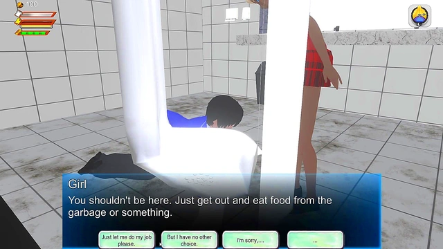 3d Game "Femdom University" Toilet humiliation