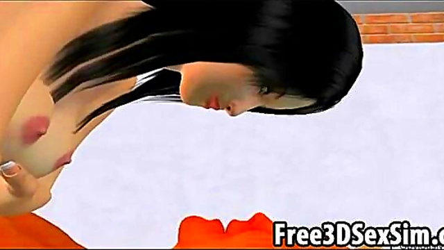 Stunning 3D cartoon brunette getting fucked hard