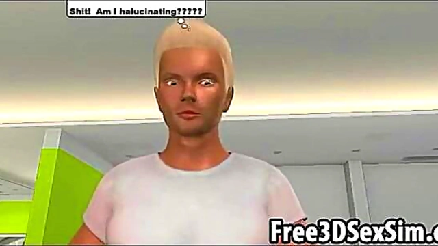 Sexy 3D cartoon honey motivates her man to work out