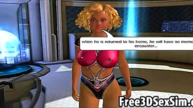 Busty 3D cartoon blonde hottie getting fucked hard