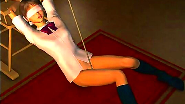 Petite 3d cutie tied up with ropes