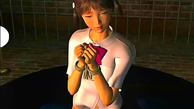 Petite 3d cutie tied up with ropes