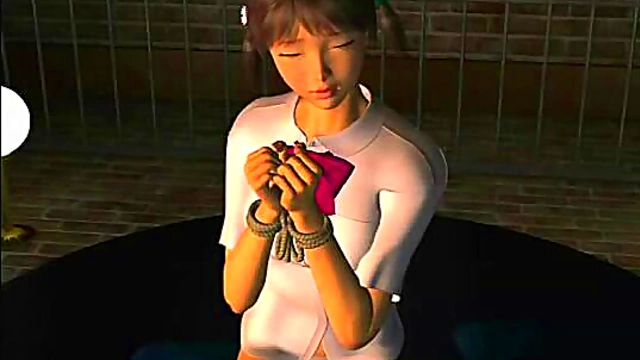 Petite 3d cutie tied up with ropes