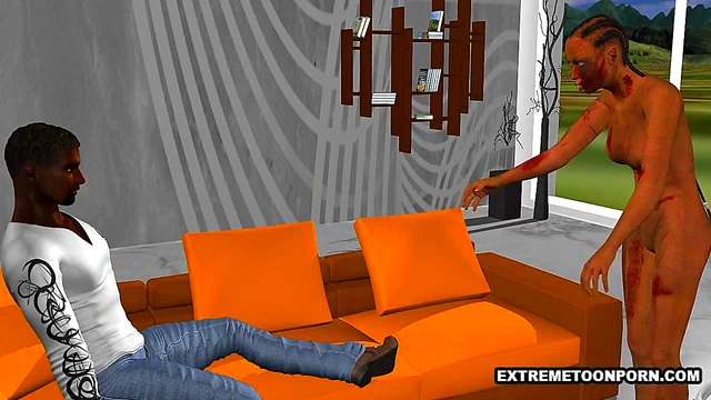 Sexy 3D zombie babe gets fucked hard by an ebony stud
