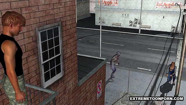 3D Cartoon Babe Gets Fucked Hard on a Fire Escape