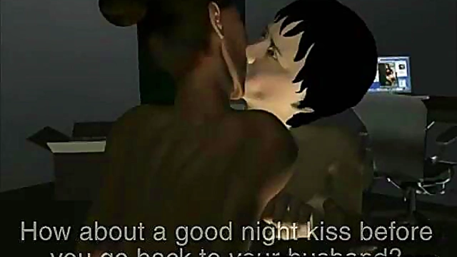 Sexy 3D lesbian babe masturbates while making out