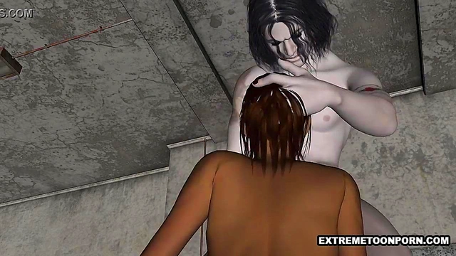 3D Brunette Sucking on a Vampire's Hard Cock