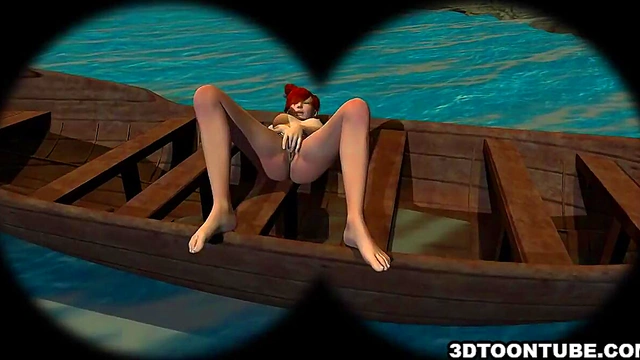 Foxy 3D lesbian babe gets licked while on a boat