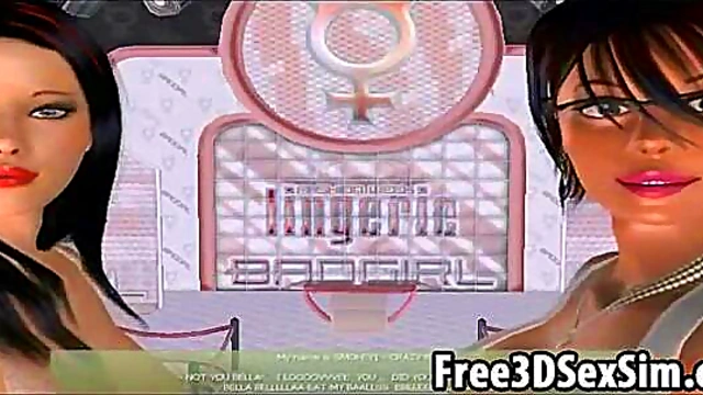 Sexy 3D cartoon hotties having a steamy show