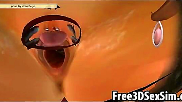 Three sexy 3D cartoon honeys doing it by the pool