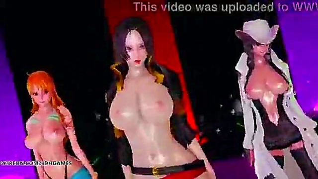 [MMD] Girl's 18+ Day - Expectation Hot Striptease Boa Hancock Nami Nico Robin One Piece 3D Porn Hentai Uncensored