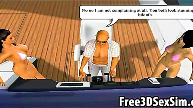 Gorgeous 3D cartoon hotties going for a boat ride