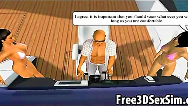 Gorgeous 3D cartoon hotties going for a boat ride