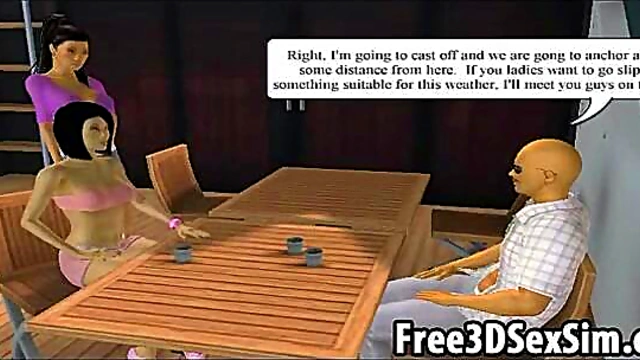 Gorgeous 3D cartoon hotties going for a boat ride