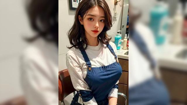 (3D ANIMATED HENTAI ASIAN MODEL) at the beauty salon (with pussy masturbation ASMR sound!)