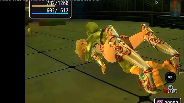 Pretty blonde Girl 18+ having sex with men and goblin in Pricia defense 3d hentai game video