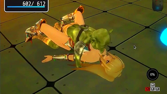 Pretty blonde Girl 18+ having sex with men and goblin in Pricia defense 3d hentai game video