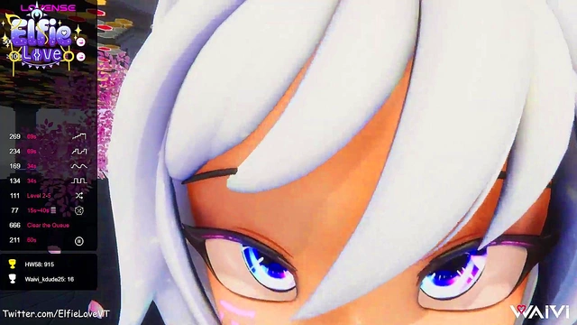 POV Blow Job from Hentai Vtuber Elfie Love & cum on face in VR (3D / VRCHAT / MMD)