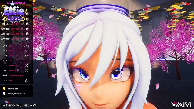POV Blow Job from Hentai Vtuber Elfie Love & cum on face in VR (3D / VRCHAT / MMD)