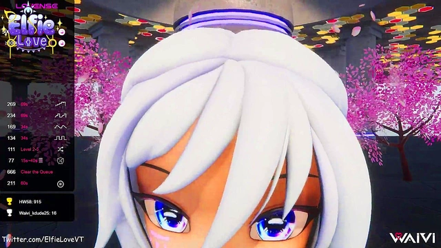 POV Blow Job from Hentai Vtuber Elfie Love & cum on face in VR (3D / VRCHAT / MMD)