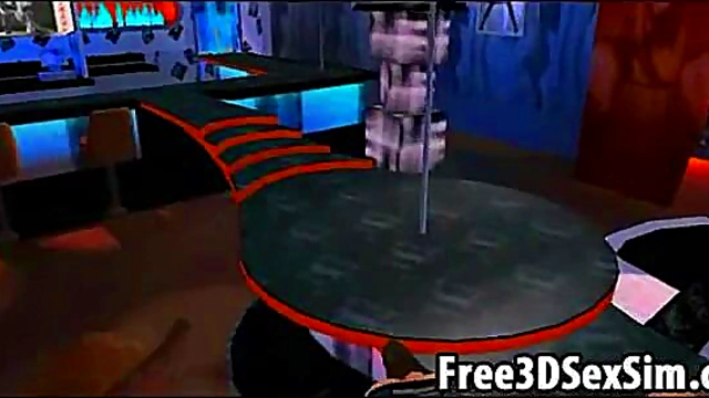 Two foxy 3D cartoon stripper babes getting fucked