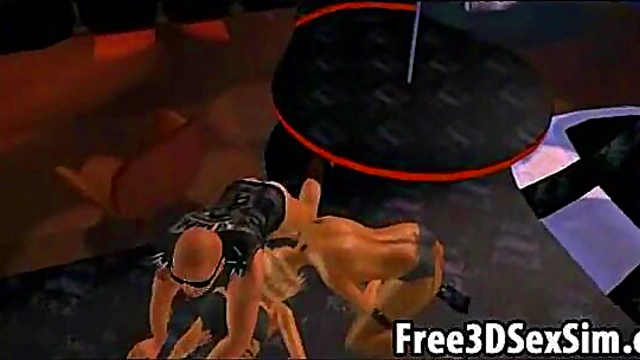 Two foxy 3D cartoon stripper babes getting fucked