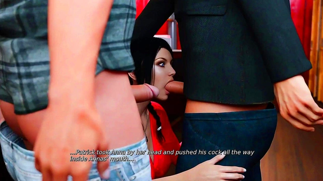 Anna Exciting Affection #15 - Anna sucks two dicks at once - 3d hentai game