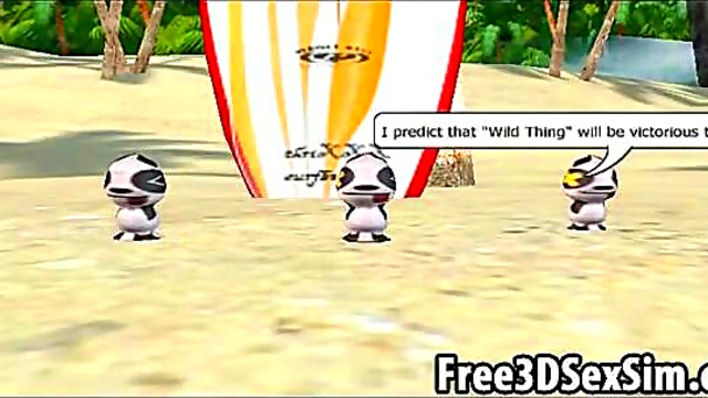 Two foxy 3D cartoon hotties suck and fuck on the beach