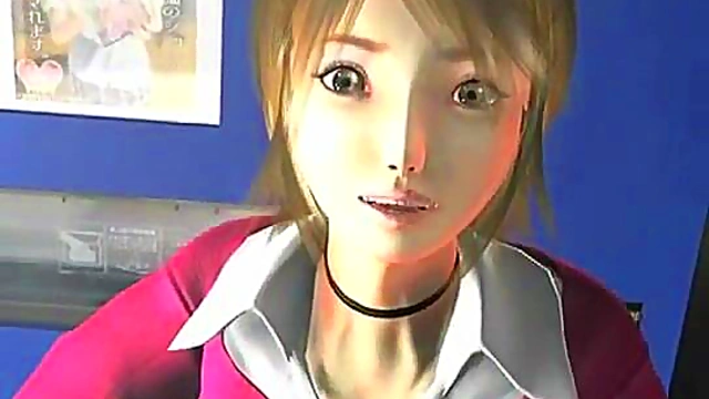 Busty 3D secretary sucking cock at the office