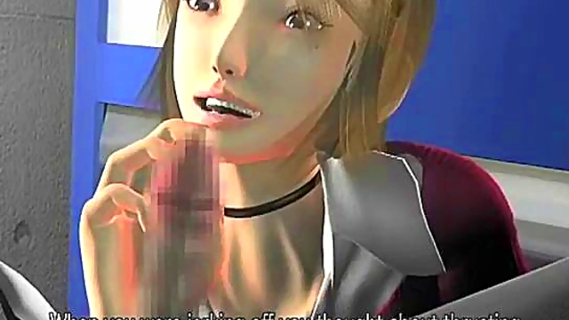 Busty 3D secretary sucking cock at the office