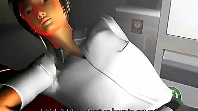 Busty 3D secretary sucking cock at the office