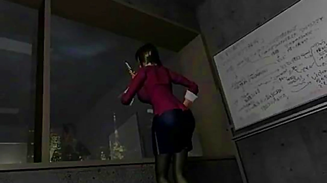 Busty 3D secretary sucking cock at the office