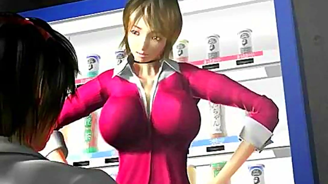 Busty 3D secretary sucking cock at the office