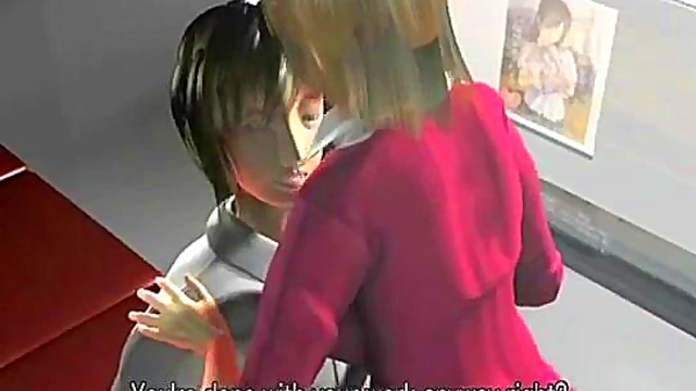 Busty 3D secretary sucking cock at the office