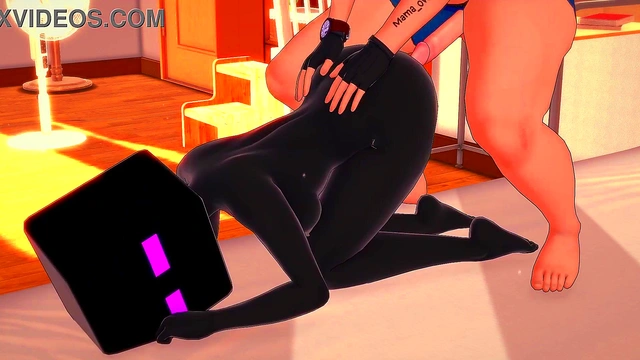 Girl 18+friend dresses up as an enderman to play in her bed (3D hentai) (minecraft)