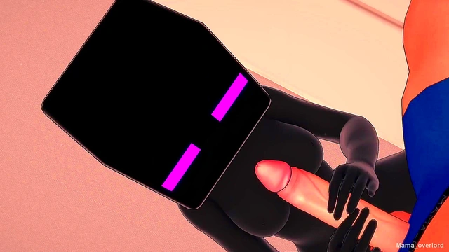 Girl 18+friend dresses up as an enderman to play in her bed (3D hentai) (minecraft)