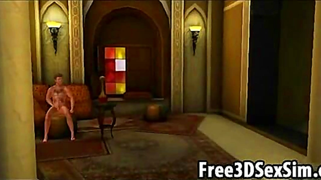 Two foxy 3D cartoon hotties sucking and fucking a guy