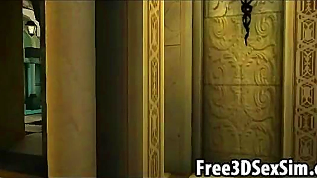 Two foxy 3D cartoon hotties sucking and fucking a guy