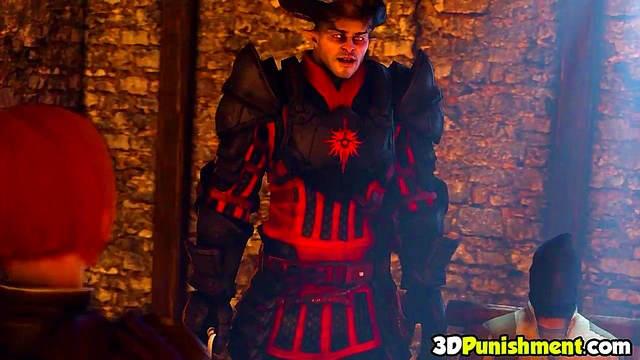 3D redhead MILF blows dick of emperor