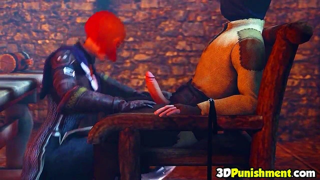 3D redhead MILF blows dick of emperor