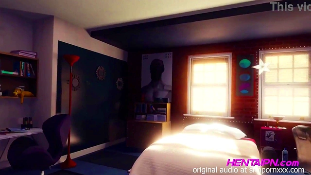 MILF 3D HENTAI SHORT HAIR GREEN SHIRT BIG CHEST SHORT AND RED PANTIES THONG GIVING IN THE BEDROOM